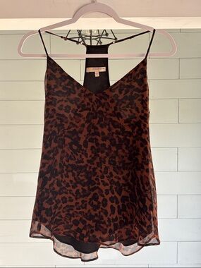 Lavender Brown Leopard Print Silk Cami